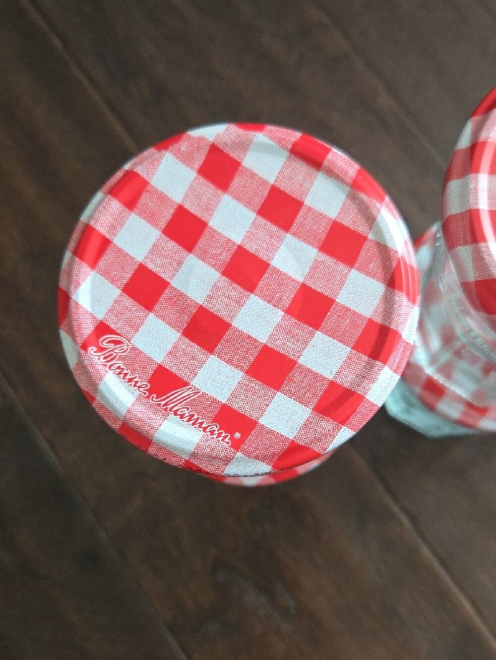 Bonne Maman Red Gingham Glass Jam Jars with Lids - Set of 6 - Picture 2 of 3
